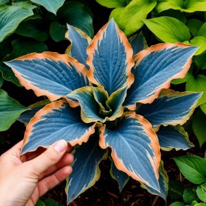 Хоста Океан Вью купить по цене от 960р. в интернет-магазине «Посадика» с доставкой почтой в в Бугульмае и по всей России – [изображение №1].